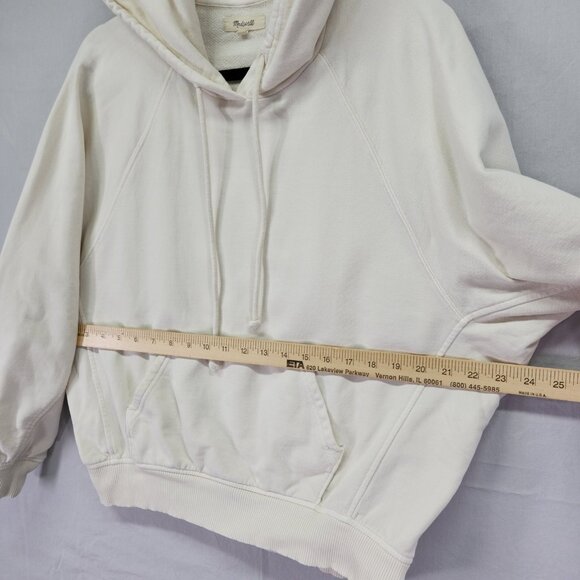 Madewell Hooded Cocoon Sweatshirt Size Large Relaxed Dolman Sleeve Ivory - Picture 5 of 14
